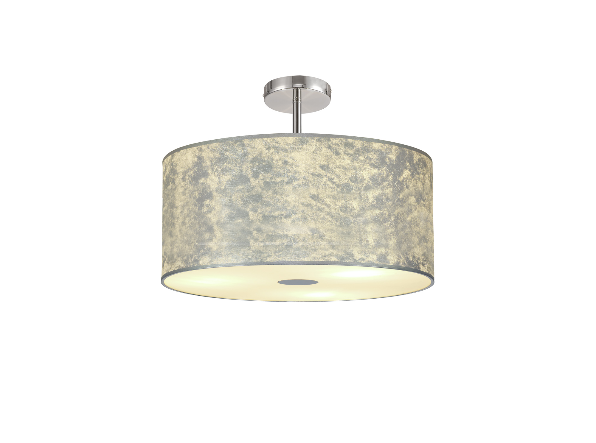 DK0812  Baymont 50cm, Semi Flush 5 Light Polished Chrome, Silver Leaf, Frosted Diffuser